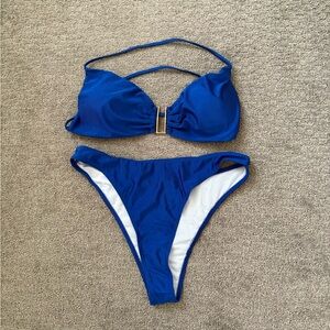 SHEIN Blue and Gold Bikini Set for Swim